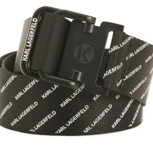 Karl Lagerfeld Mens Belt allover logo Size Small S Black